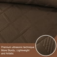 thumbnail image 5 of Exclusivo Mezcla Ultrasonic King Quilt Set, 3-Piece Lightweight Bedspreads Modern Striped Coverlet, Brown, 5 of 7