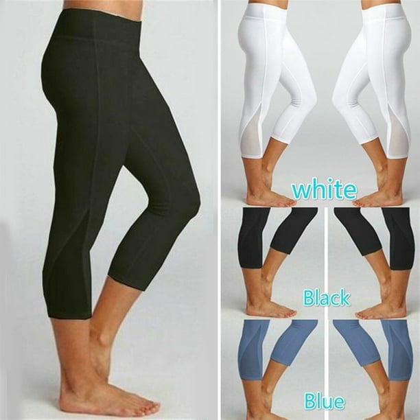 we fleece Women's Soft Capri Leggings for Women-High Waisted Tummy Control  Non See Through Workout Running Black Leggings Yoga Pants (White,  Large-X-Large) 
