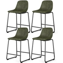 RTVR 24" Bar Stools Set of 4 with Back, Faux Leather for Home Kitchen, Olive