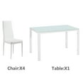 thumbnail image 3 of Veryke 5 Piece Dining Table Set, Glass Table with 4 High Back Chairs - White, 3 of 8