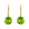 thumbnail image 2 of MauliJewels Earrings for Women 1.6 Carat 6MM Round Peridot Leverback Earrings Carat 14K Yellow Gold 4-prong, 2 of 5
