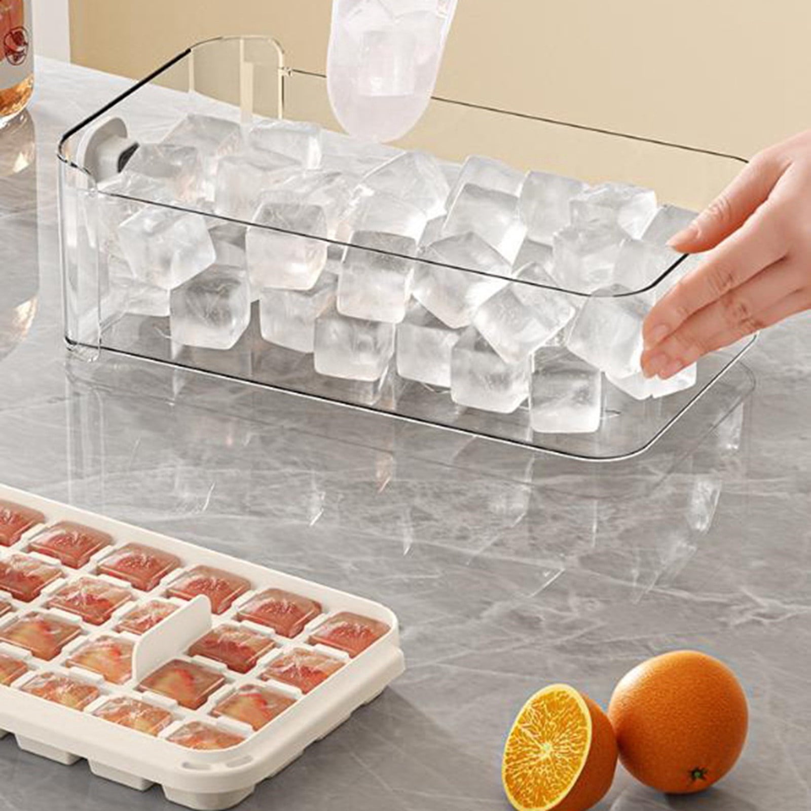 Portable One-Touch Ice Maker with Storage Drawer, Compact Leakproof Countertop Ice Cube Mold Set for Home Office and Outdoor Use(White,One Size)