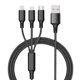 thumbnail image 5 of Cable de datos uno a tres para Apple Android typec carga rápida tres en uno 1,2 metros tejido nylon regalo, 5 of 6