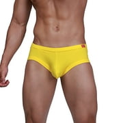 Men's Underwear Boxer Trunk Briefs Low Rise Sexy Fashion with Pouch Mini Sport Underpants Yellow L