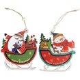 thumbnail image 1 of Decoración colgante de madera navideña en forma de trineo con Papá Noel y muñeco de nieve Decoraciones para árboles de Navidad 2 piezas Xemadio ZYY-2596, 1 of 5