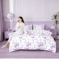 thumbnail image 6 of jejeloiu Ribbon Bow Tie Bedding Comforter Set 7 Pieces,Bowknot Stars Pattern Full Bedding Set,Purple White Fitted Sheet Flat Sheet,Lightweight Room Decorative Reversible, 6 of 9