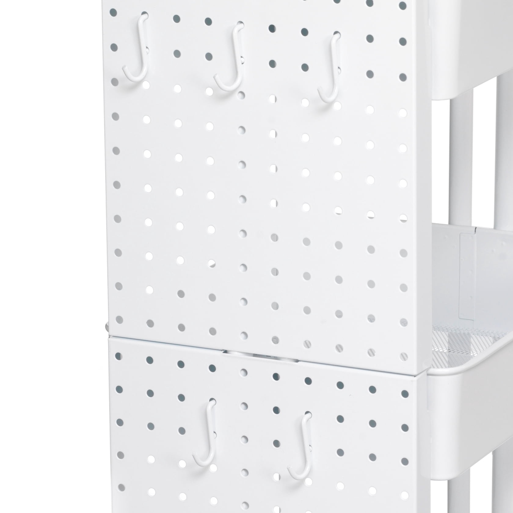 Lexington Cart Pegboards by Simply Tidy - Metal Pegboards with 5 Hooks for Extra Craft Storage – Easy Side Attachment for Organizing Tools & Accessories - 2 Count