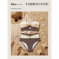 thumbnail image 4 of DOKOTOO Womens Bikini Sets Cut Out 2 Piece Swimsuits Colorblock Metal High Waisted Bathing Suits Khaki L US12-14, 4 of 11