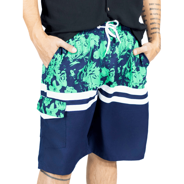 Short Playa y Alberca Hombre Estampado Traje Baño con Forro