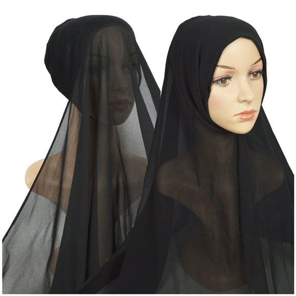 Baberdicy Head Wraps for Women's Hair Women Casual Solid Color Multicolor Hijab Bandage Cap Muslim Hijab Headwraps Black