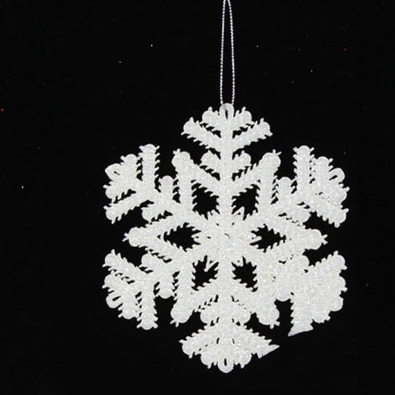 Wadada 3 pcs White Snowflakes Christmas Ornaments- 4.7 Plastic Glitter Hanging Snow Flakes for Christmas Tree Decorations Winter Indoor Outdoor Window Home Decor Giant Craft Snowflakes
