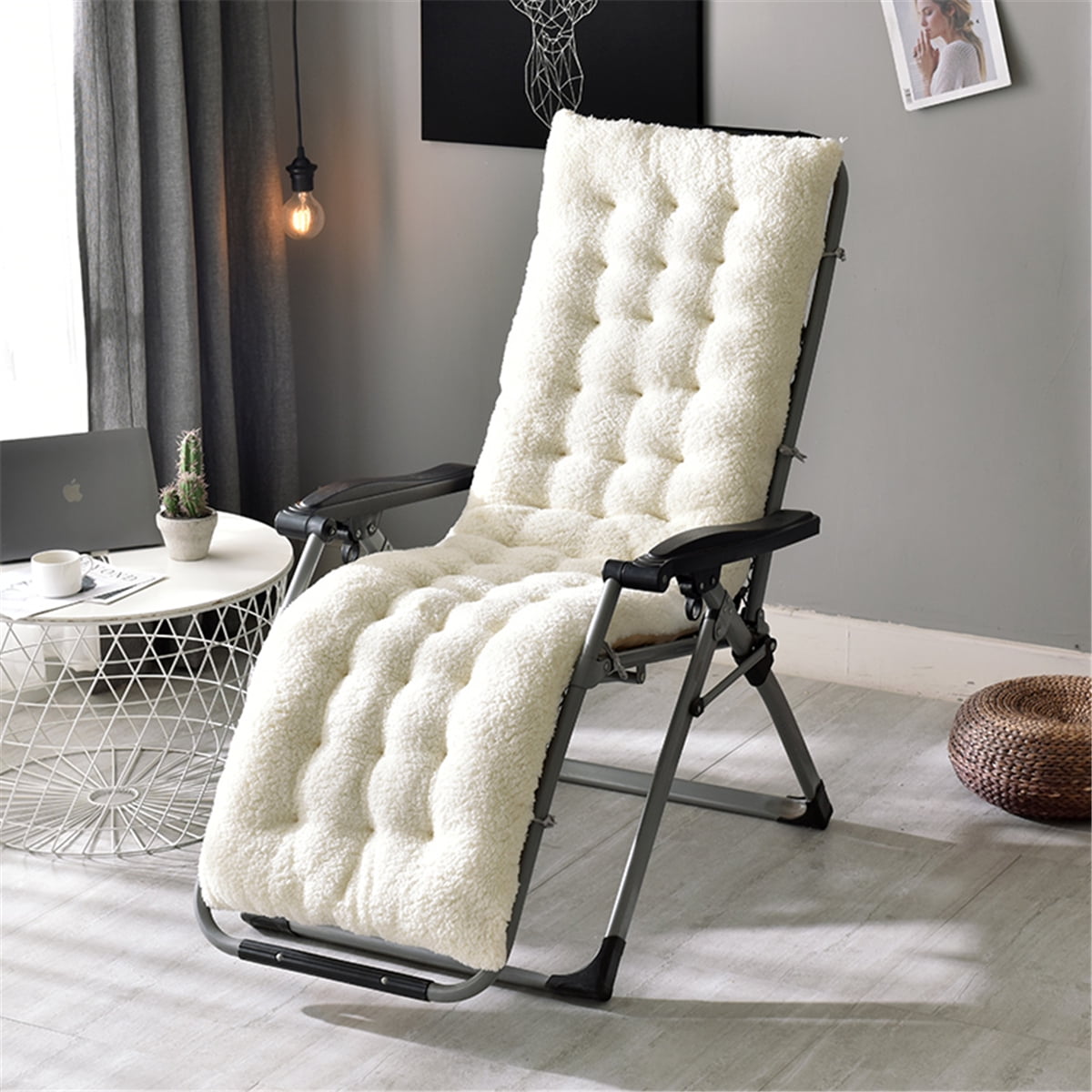 Patio Chaise Lounger Cushion Pad Rocking Recliner Chair Seat Pad Sofa Seat Mat