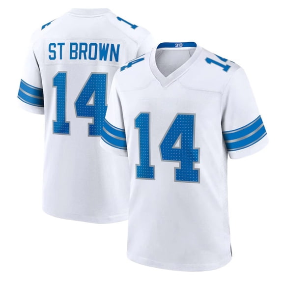 Men's Replica Classic Jersey St. Brown 14 Tshirt Sports Game Tee White-S