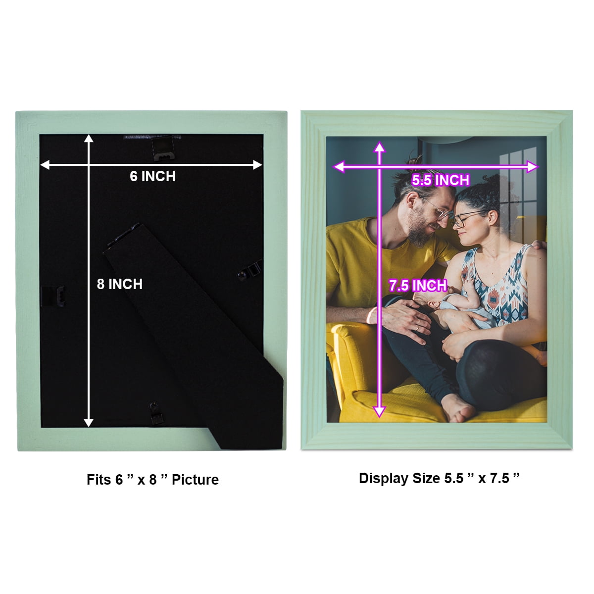 8x10 Wood Grain Picture Frame - Palegreen