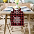 thumbnail image 2 of Chemin de Table en Coton et Lin Long Chemin de Mariage 18x72 Pouces Flocons de Neige de Noël sur Rouge et Noir Carreaux de Buffle Flocons de Neige Foulard de Commode Chemins de Table Décorations de Table Rustiques Lignes de Table, 2 of 8