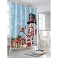 thumbnail image 3 of Light Blue Snowman Christmas Shower Curtain Set, Waterproof Shower Curtains for Bathroom, Winter Snowflake Xmas Gifts Washable Fabric Cloth Bath Curtain for Bathtub Decoration with Hooks 72x78 Inches, 3 of 6