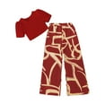 thumbnail image 2 of Spazoro Little & Big Girls Leisure Outfit Sets, 2-Pieces Printed Summer Cotton Short Sleeve Shirt and Pants Sets Red Size 8 T, 2 of 5