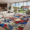 Red Firework Recipes Independence Day Gnome Area Rug 5'x8', Country Red Blue Stripe Pennant ...