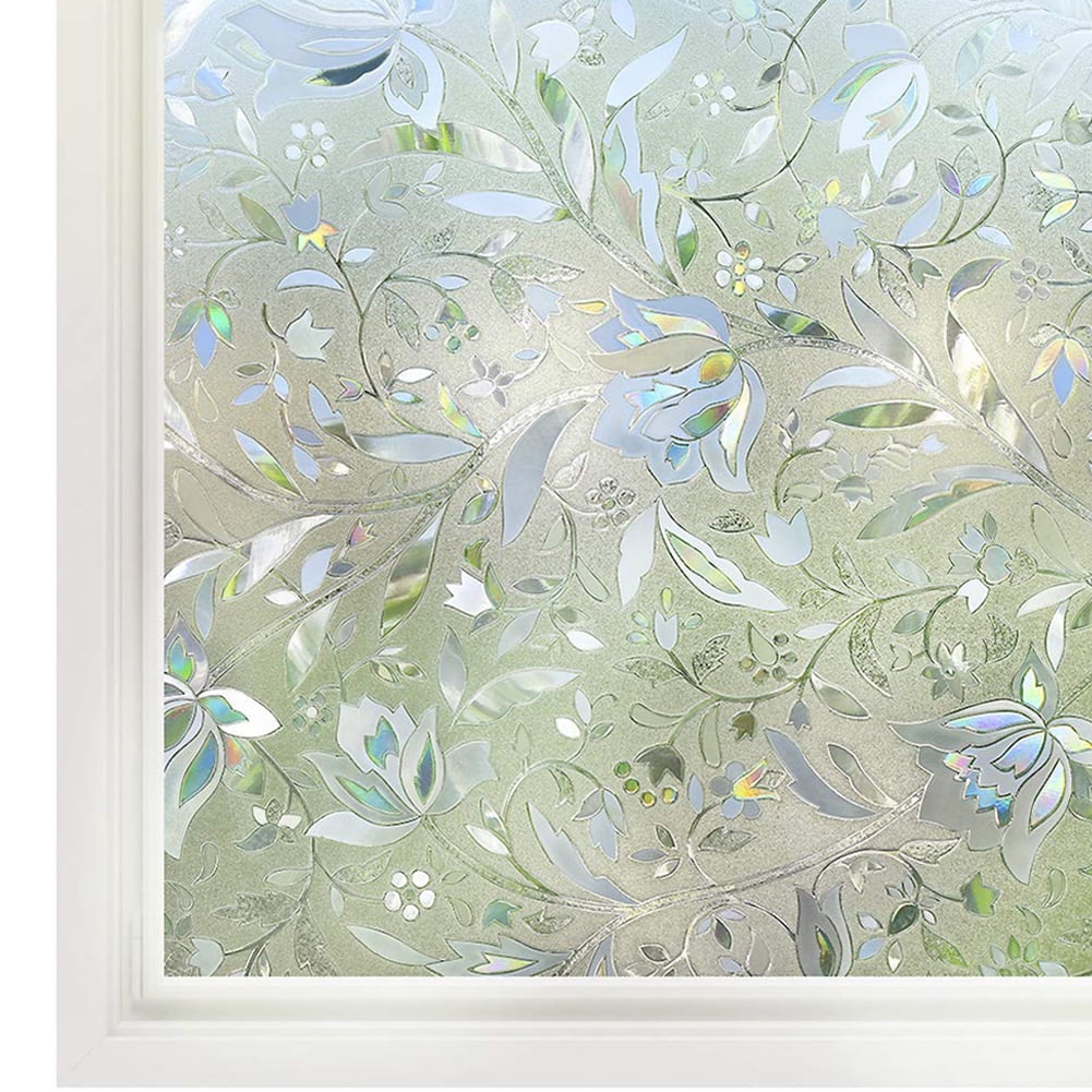 3D Static Cling Glass Window Film Privacy Film Decorative Tulip Flower