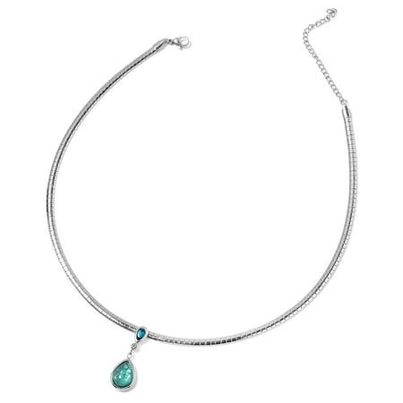 - Pear Cubic Zircon CZ Green Opal Choker Necklace for Women Jewelry 17