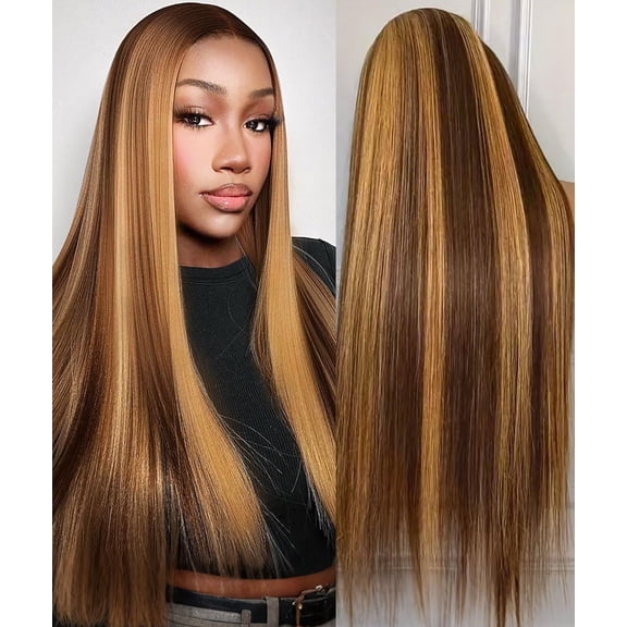 RYHAIR Long Wig 30 INCHES 50% Real Human Hair 50% Heat Resistant Synthetic Hair 13x4 HD Lace Front Wig for Women Diverse Styles Versatile Styling