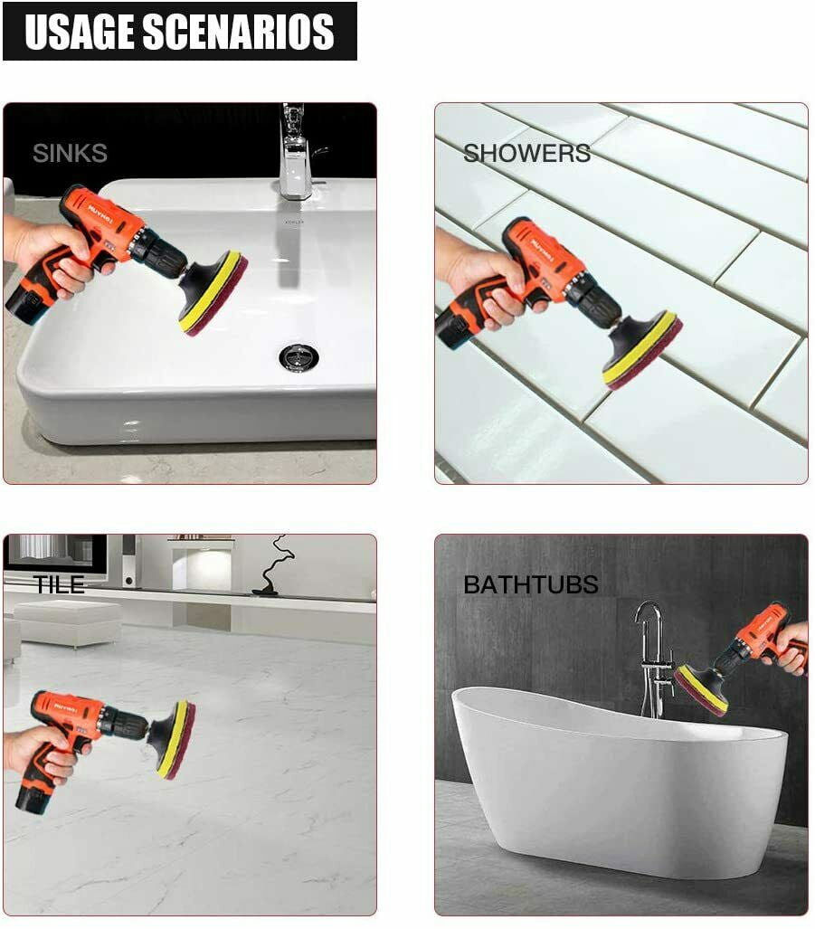 NEX 7Pcs Scrub Brush Drill Plastic Attachment Set Power Scrubber Deep Cleaning Kit Combo