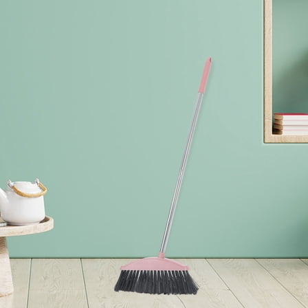 ELAYARD Soft Bristle Pink Broom for Home Floor Cleaning with Long Handle