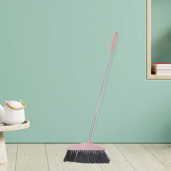 ELAYARD Soft Bristle Pink Broom for Home Floor Cleaning with Long Handle