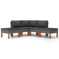 thumbnail image 2 of vidaXL 5 Piece Garden Lounge Set with Cushions Poly Rattan Grey, 2 of 5