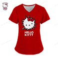 thumbnail image 1 of GUISHUAN Blouse de Travail pour Femmes Hello Kitty, Uniforme d'Infirmière, Manches Courtes, Col en V, 1 of 7