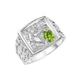thumbnail image 4 of RYLOS Men's Rings Sterling Silver Rings Lucky Nugget Horse Head 6X4MM Oval Gemstone & Diamond Ring Peridot August Birthstone Rings For Men Size 9, 4 of 8