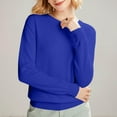 thumbnail image 4 of Holzkary Women's Basic Crewneck Sweater Long Sleeve Pullover Sweater Soft Lightweight Knit Tops 2025 Spring Autumn Winter New Solid Color Knitted Sweater Undercover Style Long Sleeve Blue Xl, 4 of 5