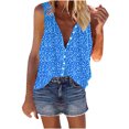 thumbnail image 1 of Pompotops Mode Femmes Casual Bouton Impression Sling V-Cou Slim Sans Manches Débardeurs Sexy, 1 of 8