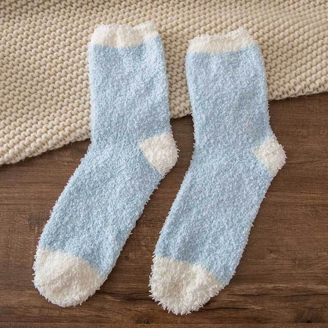 Chaussettes et Bas pour Femmes d'Automne et d'Hiver à Rayures à Pois en Molleton Corail Chauds Épais pour la Maison Bas Bas de compression Multicolores