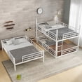 thumbnail image 3 of Leumius Full over Full over Full Bunk Bed,Metal Triple Bunk Bed for 3 Kids/Teens,Heavy Duty Triple Bed with Guardrail and Ladder,Separates Into 3 Full Beds,White, 3 of 10