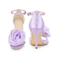 thumbnail image 5 of BLISSFUL STEP Flower Ankle Strap Stiletto Heel Sandals for Women Purple 11, 5 of 6