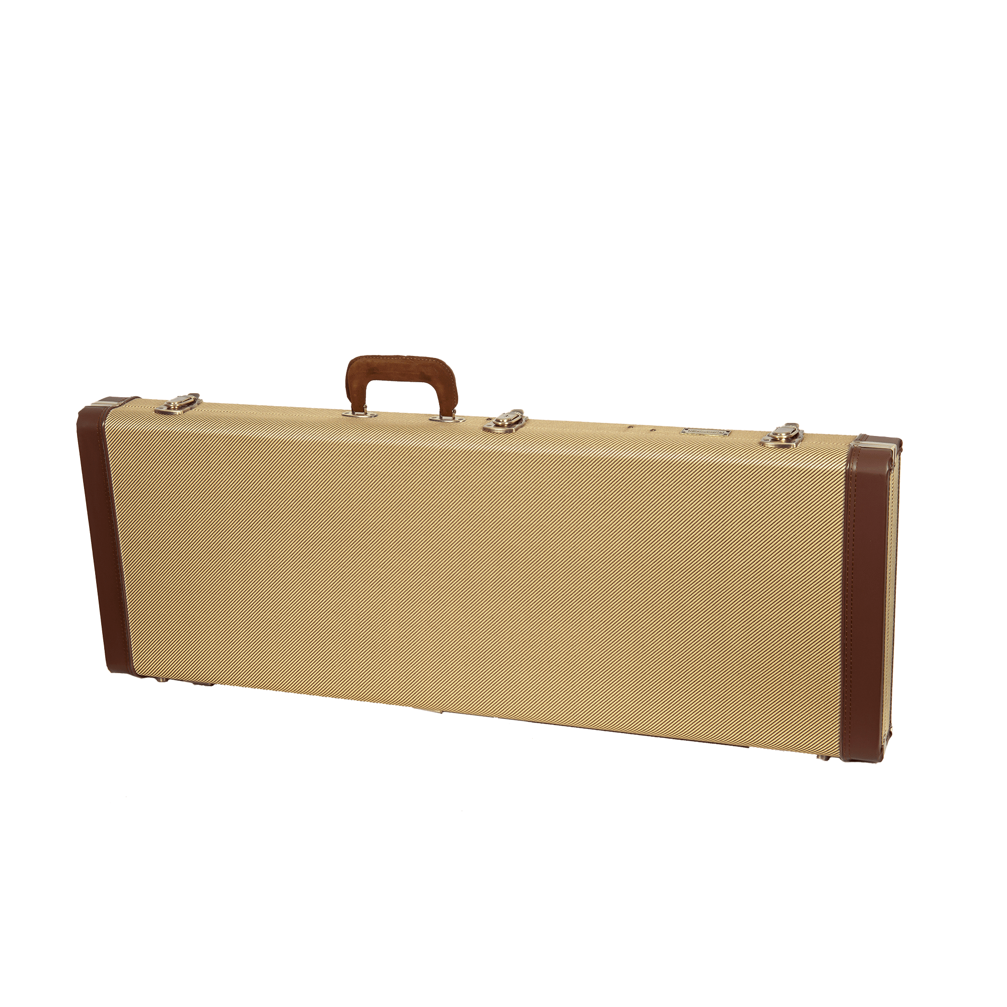Crossrock Master Series - Wooden Telecaster&Stratocaster Electric Guitar Case - Security Lock, Genuine Leather Handle, Reinforced Hardware, Metal Feet, Large Storage Space- Fabric Tweed