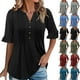 thumbnail image 1 of Tops de trabajo para mujer,Blusa de lentejuelas para mujer, manga corta, cuello en V, poliéster, corte holgado, informal, sopatenor, 1 of 9