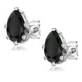 thumbnail image 3 of Gem Stone King 925 Sterling Silver Black Onyx Stud Earrings for Women Men (1.70 Cttw, Gemstone Birthstone, Pear Shape 8X5MM), 3 of 5