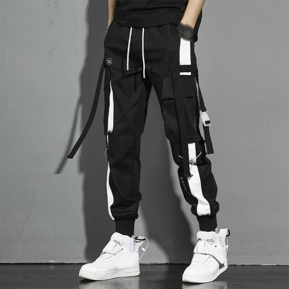 CENL Men Cargo Pants Casual Trouser Pocket Streetwear Joggers Hip Hop Harem Pants