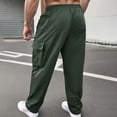 thumbnail image 6 of Ndbuld Mens Athletic Pants Casual Sport Pocket D Zipper Solid Color Elastic Waist Cargo Pants Army Green,S, 6 of 9