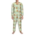 thumbnail image 3 of Naloa Tropical Flowers Men’s Pajamas Set - Long Sleeve Button Down Sleep Shirt and Pajama Bottoms Sleepwear Set-Small, 3 of 7