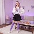 thumbnail image 3 of Solid Color Over The Knee Thigh High Socks, Halloween Costume Long Stockings for Women Party Dress Up Purple, 3 of 7