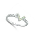 thumbnail image 4 of CHOOSE YOUR COLOR White Simulated Opal Studded Chevron Ring .925 Sterling Silver Band CZ Female Size 9, 4 of 4