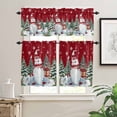 thumbnail image 2 of Christmas Gnome Kitchen Curtains and Valances Set, Winter Xmas Trees Bird Snowflakes Red Rod Pocket Window Valance 18 Inch Window Curtain Panels for Living Room Bedroom Laundry, 27.5x36in, 3 Pieces, 2 of 7