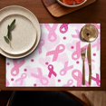 thumbnail image 4 of Pink Breast Cancer Summer Placemats Table Placemats Set Of 6-Linen Kitchen Washable Placemats Table Mats 11.8"x17.7" Non-Slip Heat Resistant, 4 of 5
