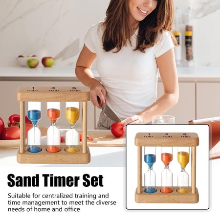 3/5/7 Minute Sand Timer Set – Wooden Glass Hourglass for Cooking Classroom & Exercise Decorative Office Time Management Tool