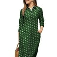thumbnail image 3 of DYMADE Women Plus Size Casual Holiday Long Sleeve Lapel Long Dress, 3 of 4