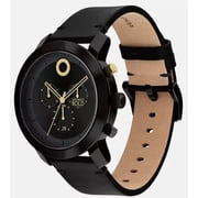 Movado Bold 3601069 Trend Chronograph Black Dial Black Leather Strap Mens Watch