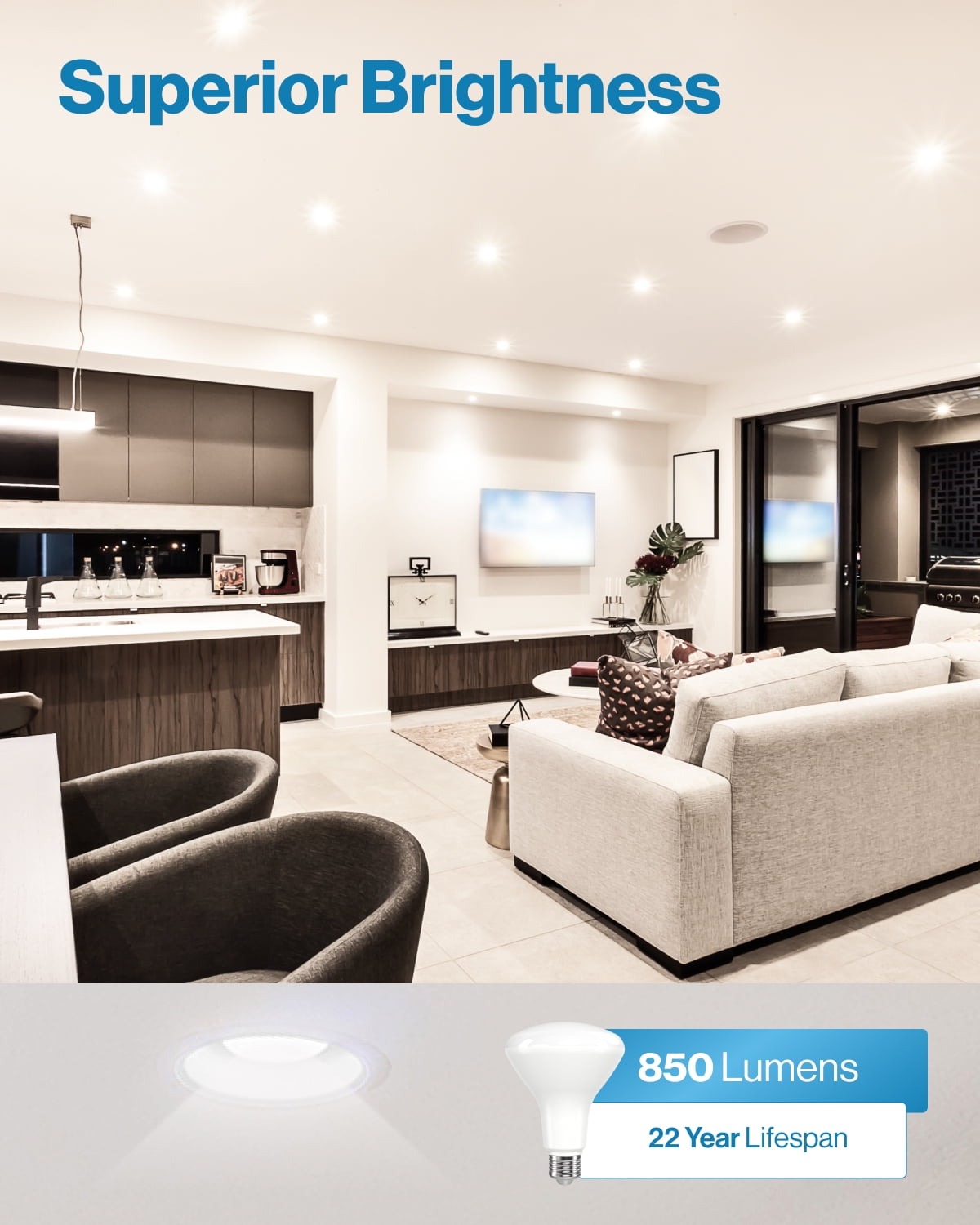 Sunco 8 Pack BR30 Light Bulbs LED, Recessed Can Light Bulbs, Indoor Flood Bulb, 850 LM, 11W (65W Equivalent), 5000K Daylight, Dimmable, E26 Base, for Home, Kitchen, Bedroom UL